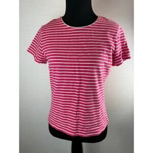 Lauren Ralph Lauren pink white stripped short sleeve shirt women's size small
